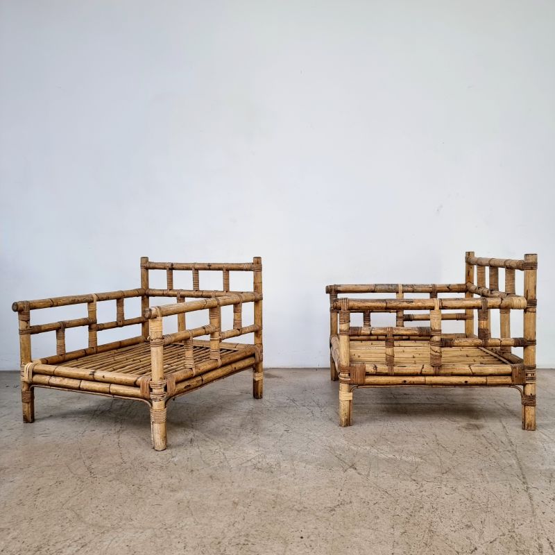 Pair of Vintage Vivai del Sud Rattan Armchairs 1970s