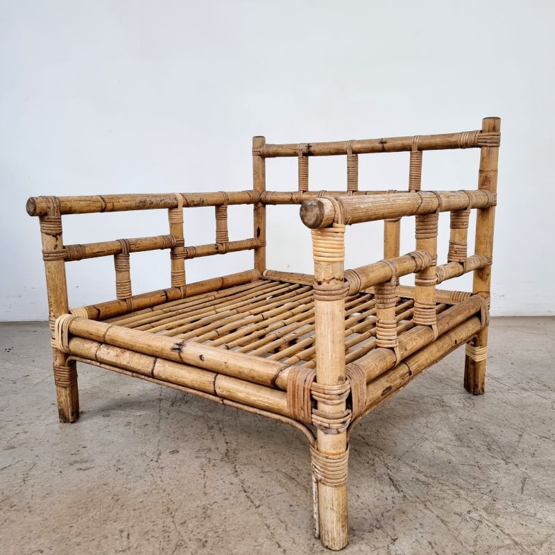 Pair of Vintage Vivai del Sud Rattan Armchairs 1970s. Alternate view