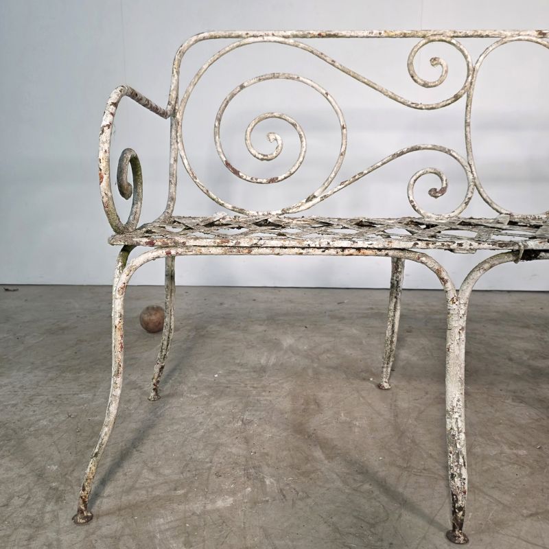 Nice iron garden bench circa 1900. Alternate view