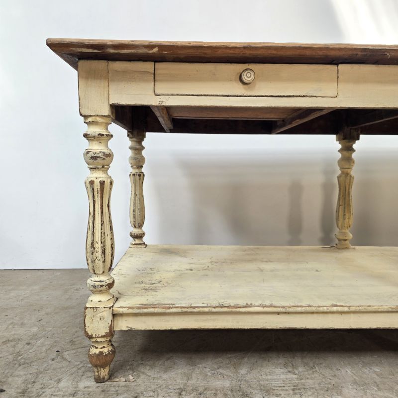 Nice 19th oak draper's table. Alternate view