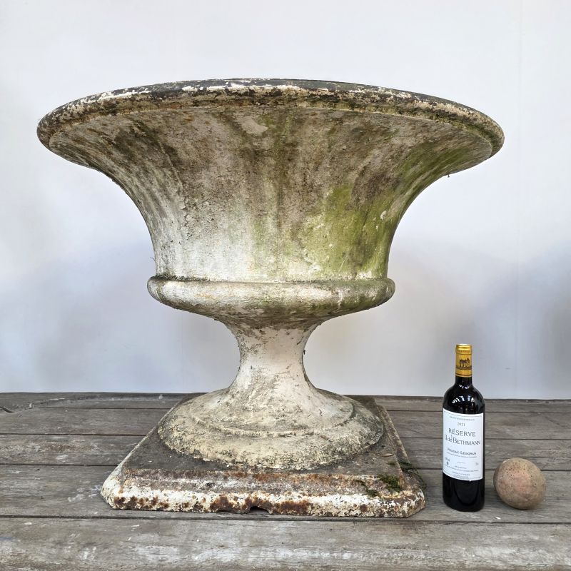 Monumental pair of 19th-century cast iron urns. Alternate view